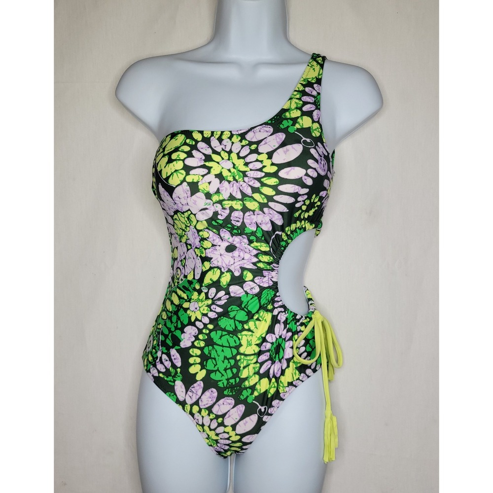Aerie One Shoulder, Cut Out, Tie Dye One Piece Swimsuit